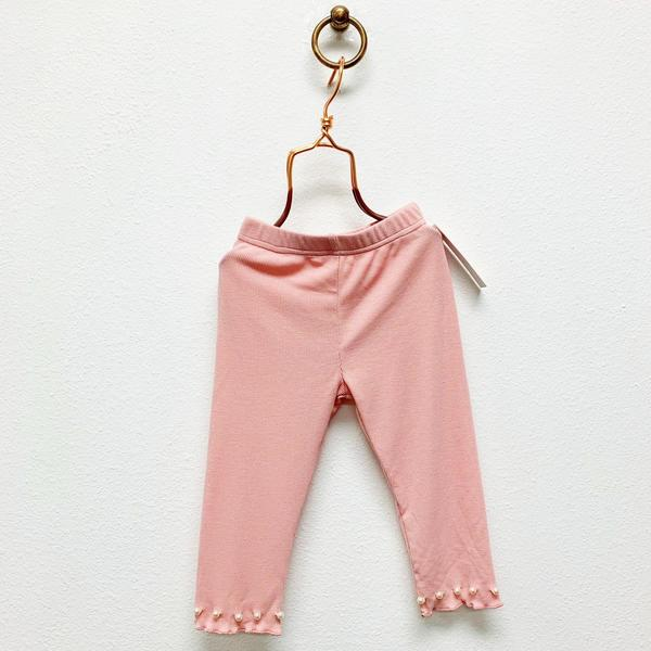 Pink Glitter Leggings with Pearls