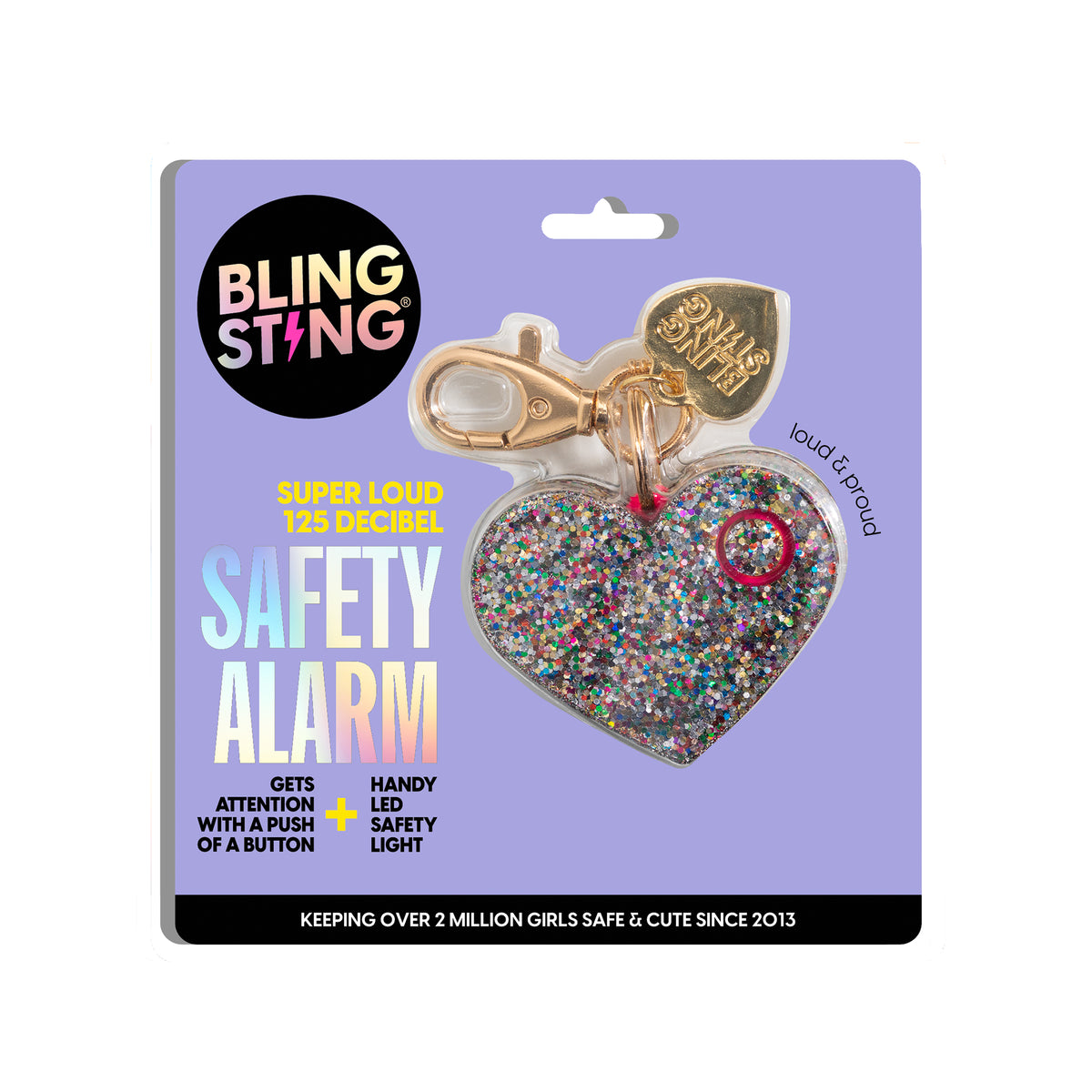 Personal safety alarm with keychain clip - sparkly emergency alert device, gifts for her