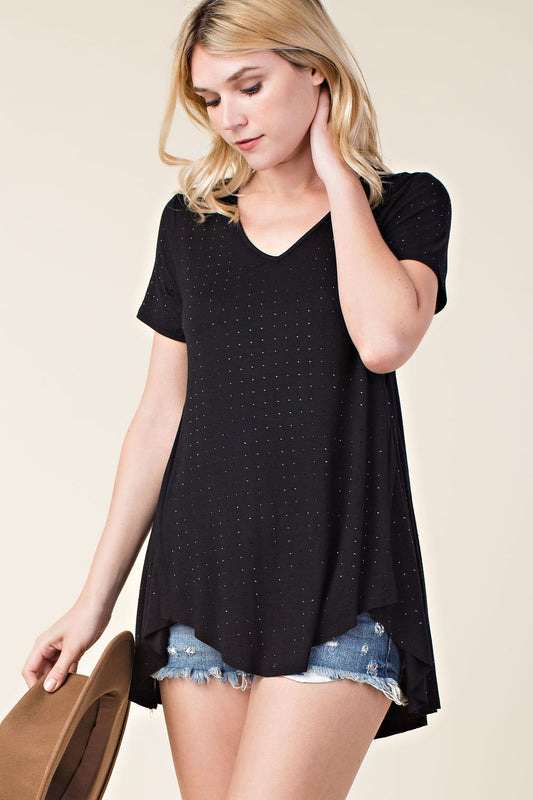 Stone Embellished Blk T