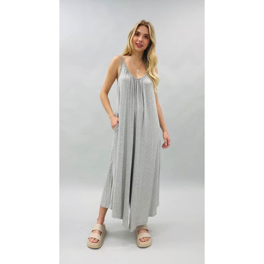 Light Grey Wide-Leg Jumpsuit – Super Soft Oversized Fit with Pockets