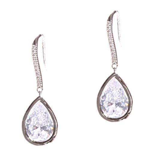 Fishhook Teardrop Cubic Zirconia Drop Earrings