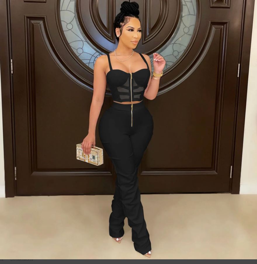 Ruched Pant & Crop Top Set