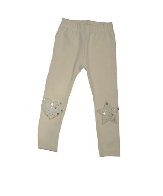 Embellished Heart Star Pant - Cream
