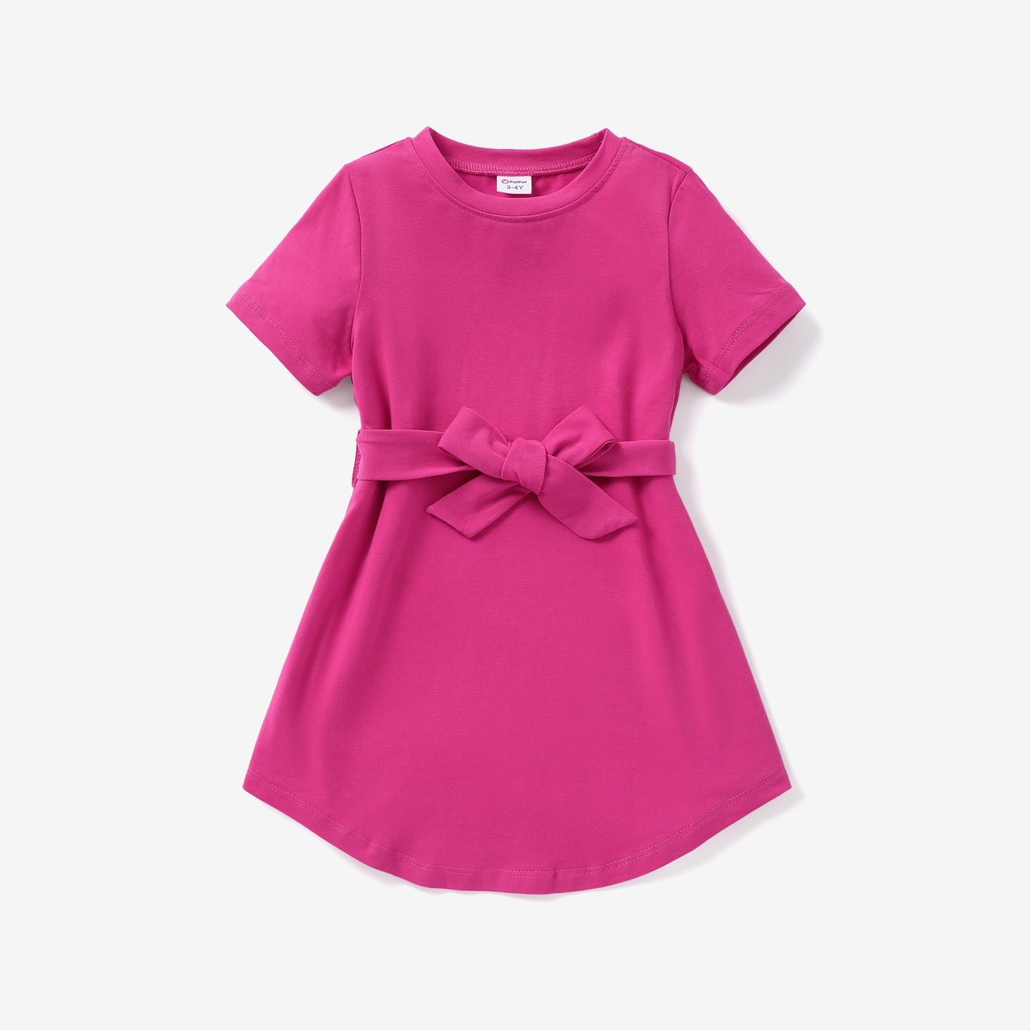 Toddler Belted T-Shirt Dress - Curved Hem Dress Pink & Fuchsia | Pinktini Light Pink / 2T Toddler Belted T-Shirt Dress - Curved Hem Dress Pink & Fuchsia | Pinktini Light Pink / 2T