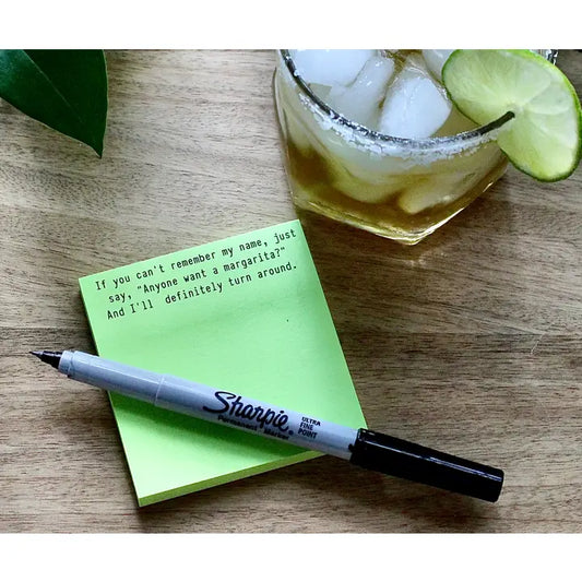 Fun Neon Sticky Note Pads 100 Sht -"Anyone want a margarita?"
