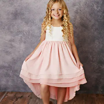 Girls' Hi-Lo Tiered Blush Ombre Dress