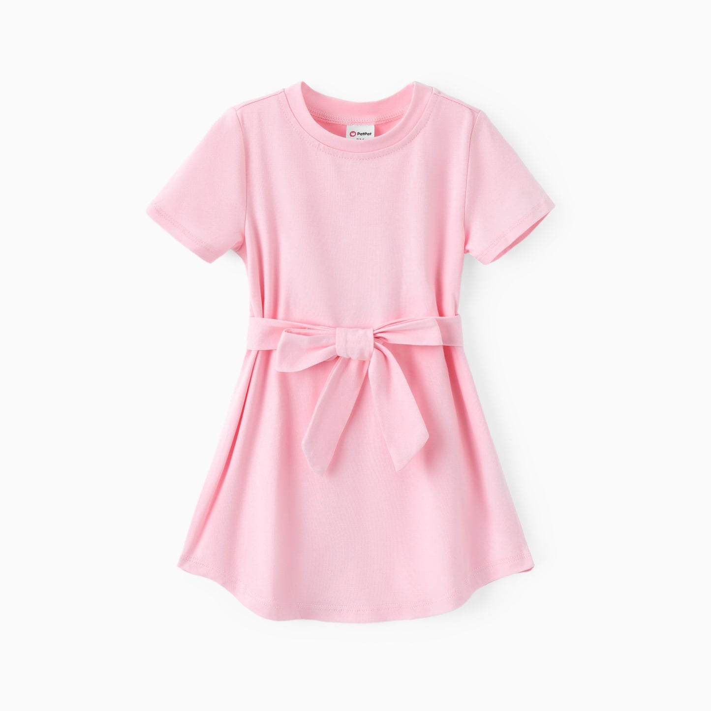 Toddler Belted T-Shirt Dress - Curved Hem Dress Pink & Fuchsia | Pinktini Light Pink / 2T Toddler Belted T-Shirt Dress - Curved Hem Dress Pink & Fuchsia | Pinktini Light Pink / 2T