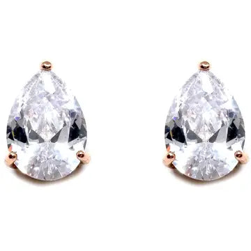 Pear CZ Stud Earrings Rose Gold
