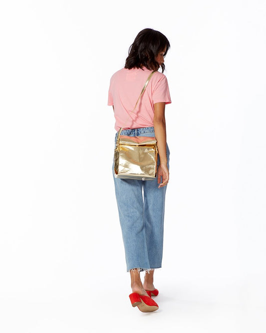 Metallic Silver Crossbody Lunch Bag