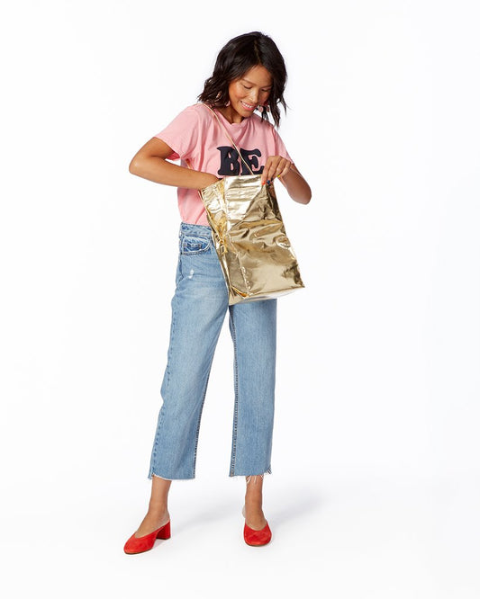 Metallic Silver Crossbody Lunch Bag