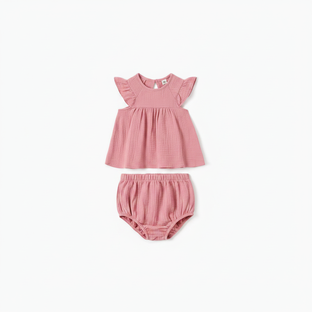 Dusty Pink Flutter Sleeve Romper Dress - Mommy & Me Infant