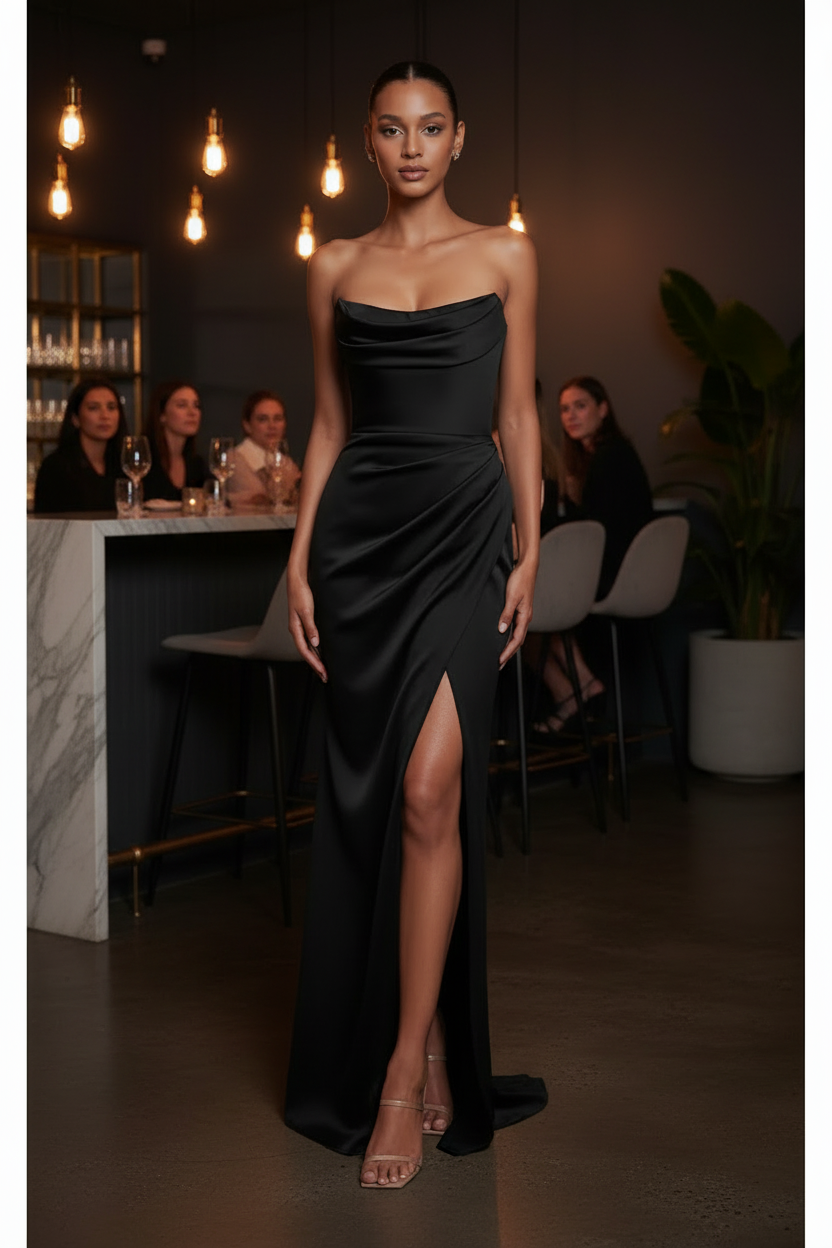 Strapless Corset Lace-up Back Formal Gown