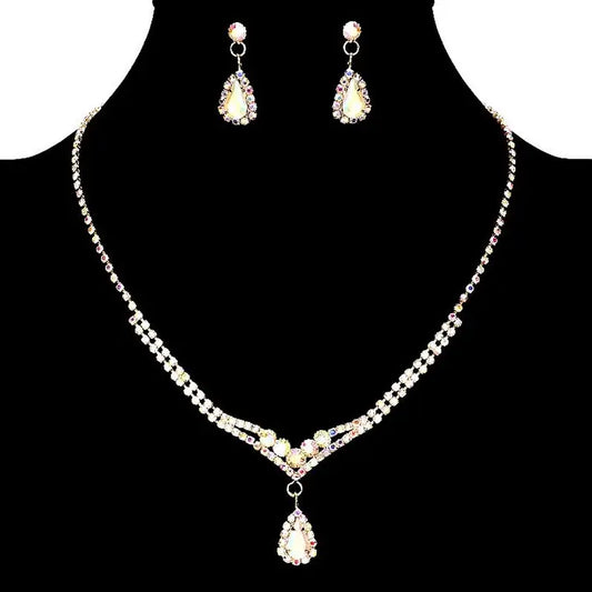 Y Shape Rhinestone Necklace Set