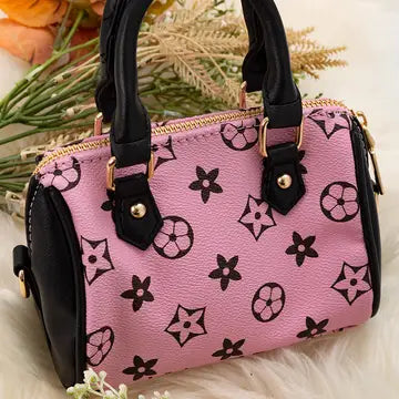 Girls' Luxury Pink Star Print Cylinder Bag