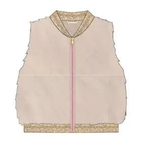 Girls' faux fur bomber vest in soft plush texture, classic bomber silhouette