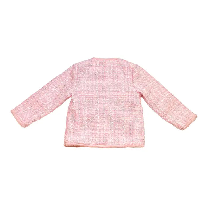Girls' Fur Trim Tweed Jacket - Ivory