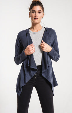 Indigo Marled Waterfall Cardigan – Ultra Soft Cozy Layer