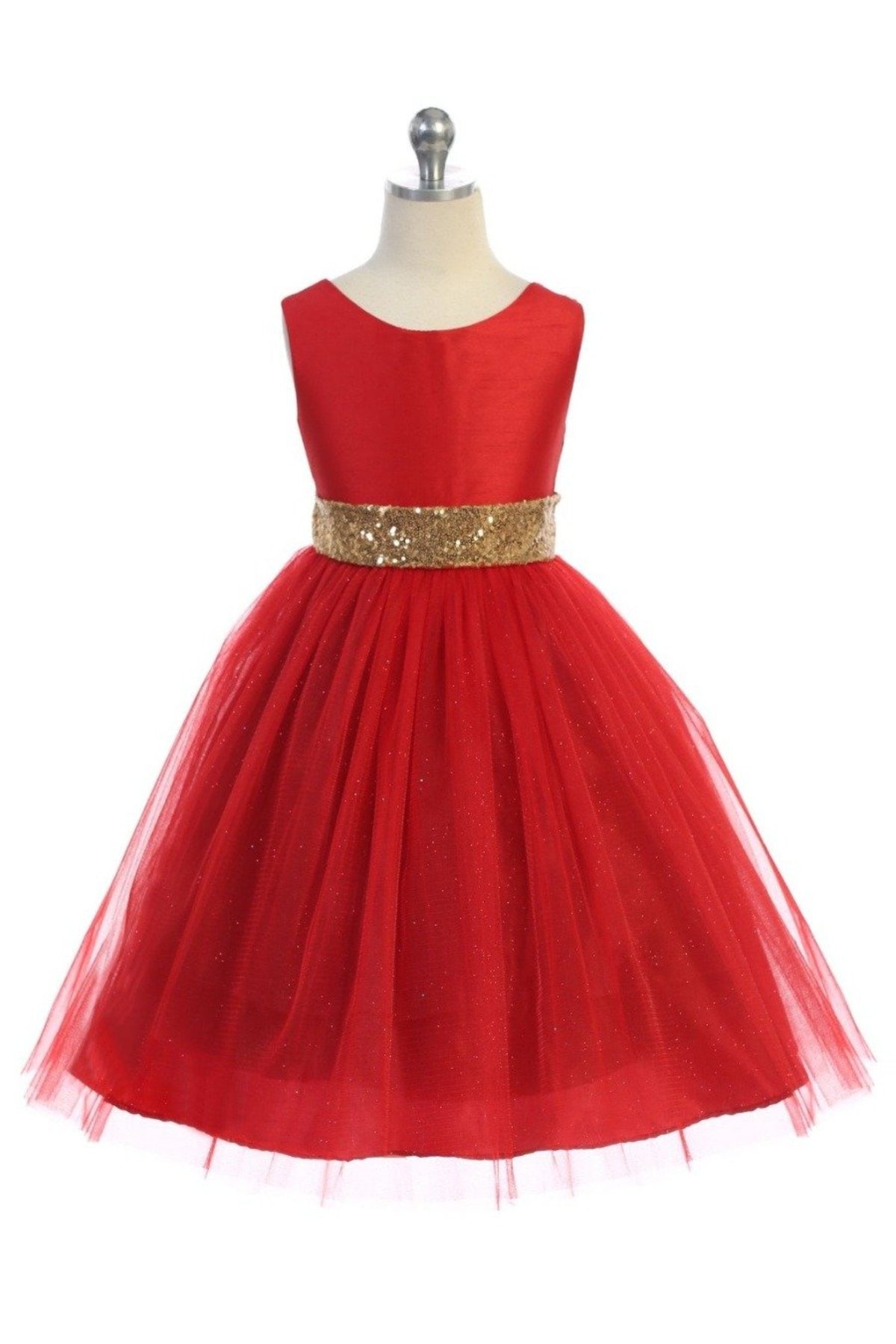 Girls' Sequin V-Back w/Bow Dress