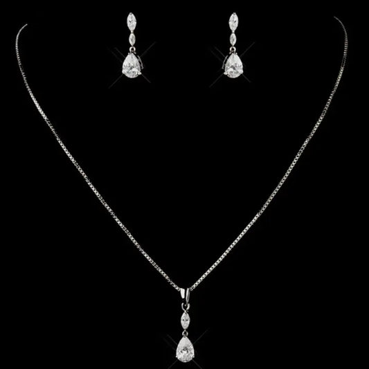 Diamond Inspired Cubic Zirconia Box Chain Necklace Set