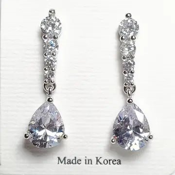 Drop Silver Cubic Zirconia Statement Earrings