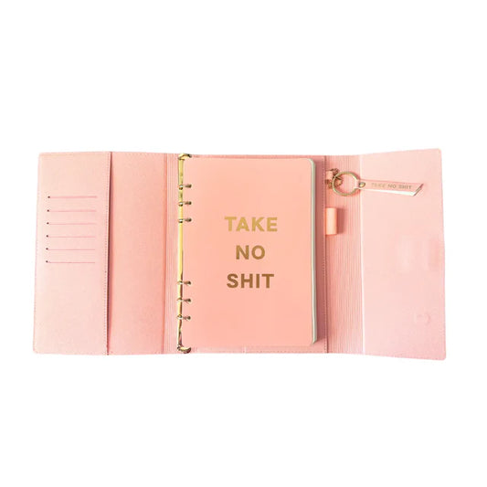 Pink Vegan Leather Journal w/pen and Keychain - Take No Sh*t