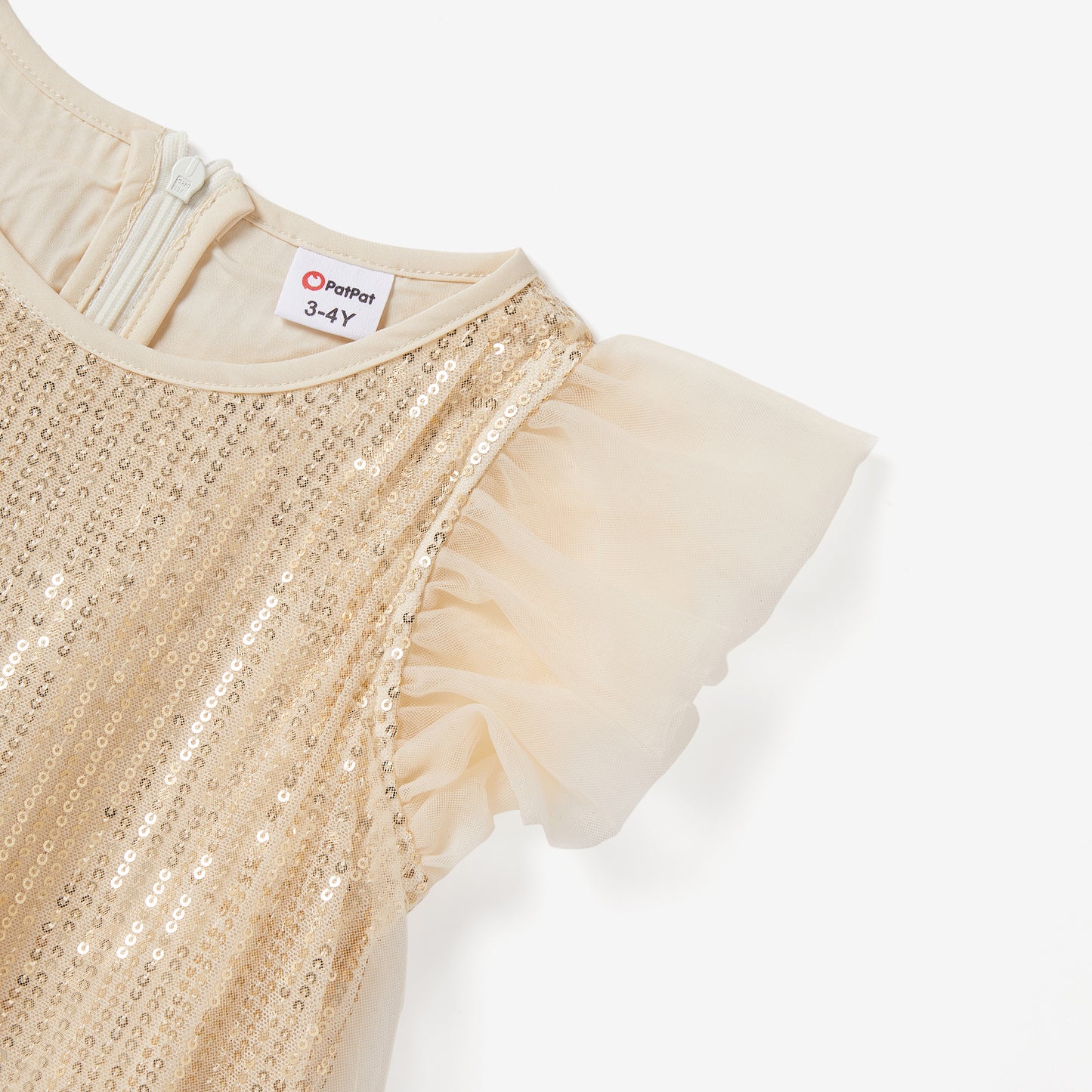 Girls' Champagne Gold Sequin Dress with Flutter Sleeves | Mommy & Me Matching