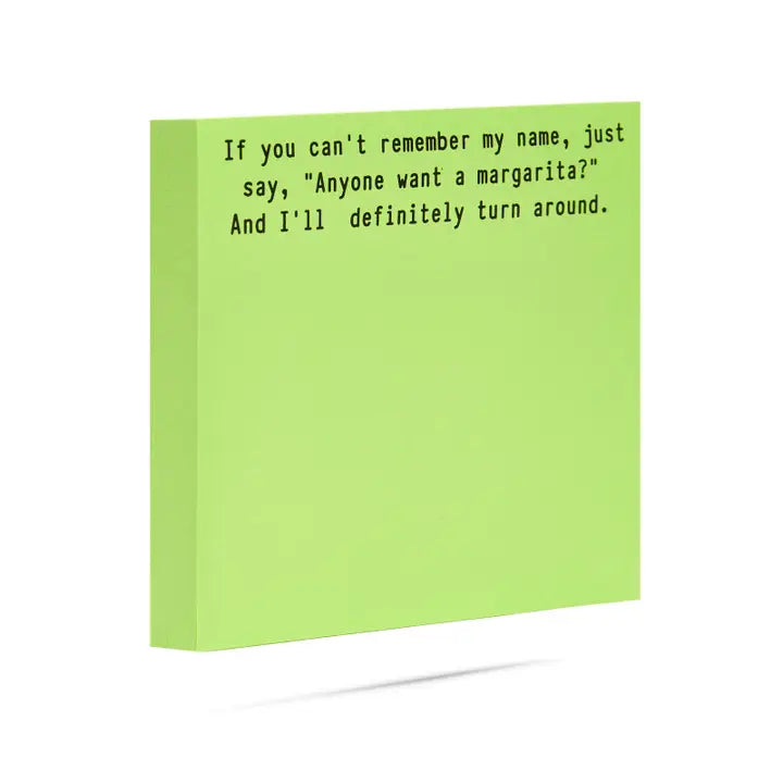 Fun Neon Sticky Note Pads 100 Sht -"Anyone want a margarita?"