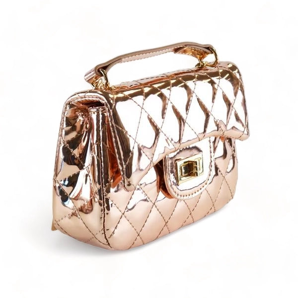 Girls' Metallic Quilted Crossbody Purse