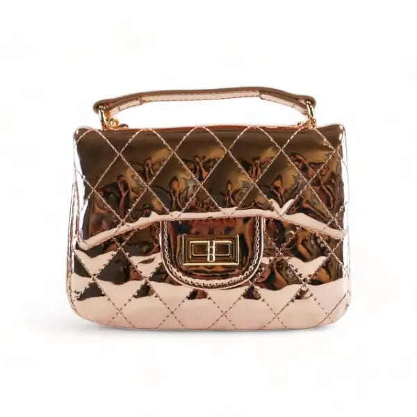 Girls' Metallic Quilted Crossbody Purse