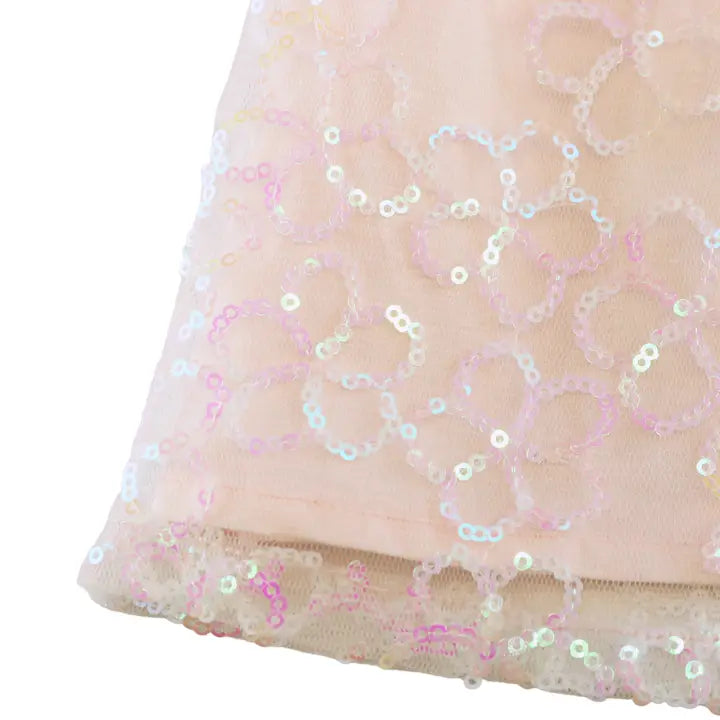 Girls' Sequin Floral Mesh Dress