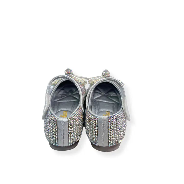 Girls' Rhinestone Pearl Flat SILVER