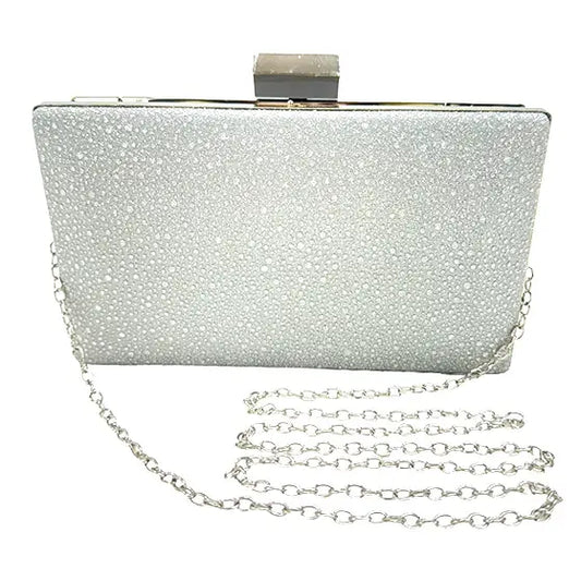 Glitter Rectangle Clutch with Chain Strap