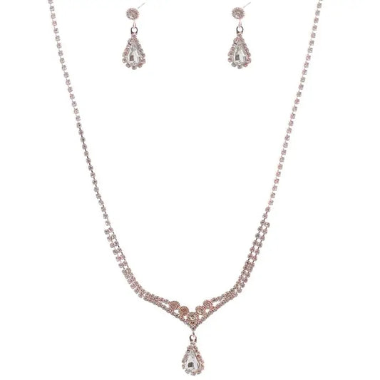 Y Shape Rhinestone Necklace Set