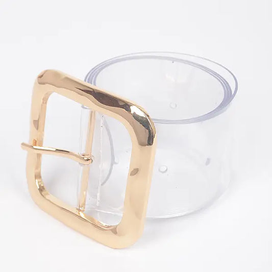 Transparent Rounded Metal Buckle Belt