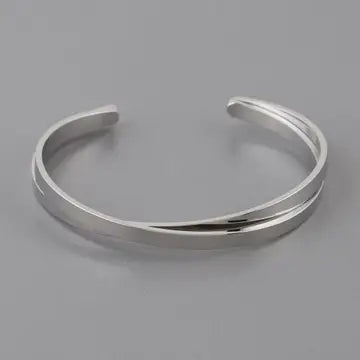 Crossed Flat Metal Bangle Bracelet