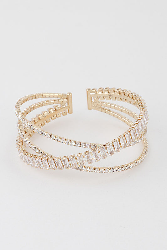 Triple Crystal Laced Cuff Bracelet