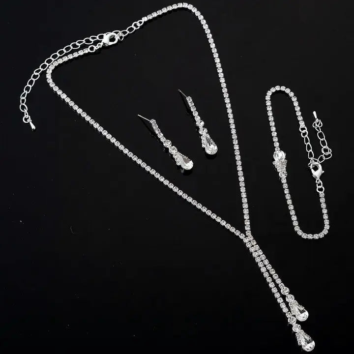 V Shape Torch 3pc Necklace Bracelet Earrings Set