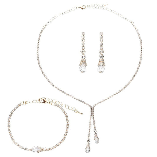 V Shape Torch 3pc Necklace Bracelet Earrings Set