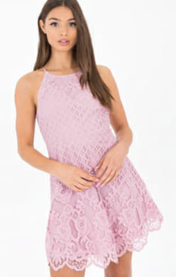 Blush Lace Halter Mini Dress