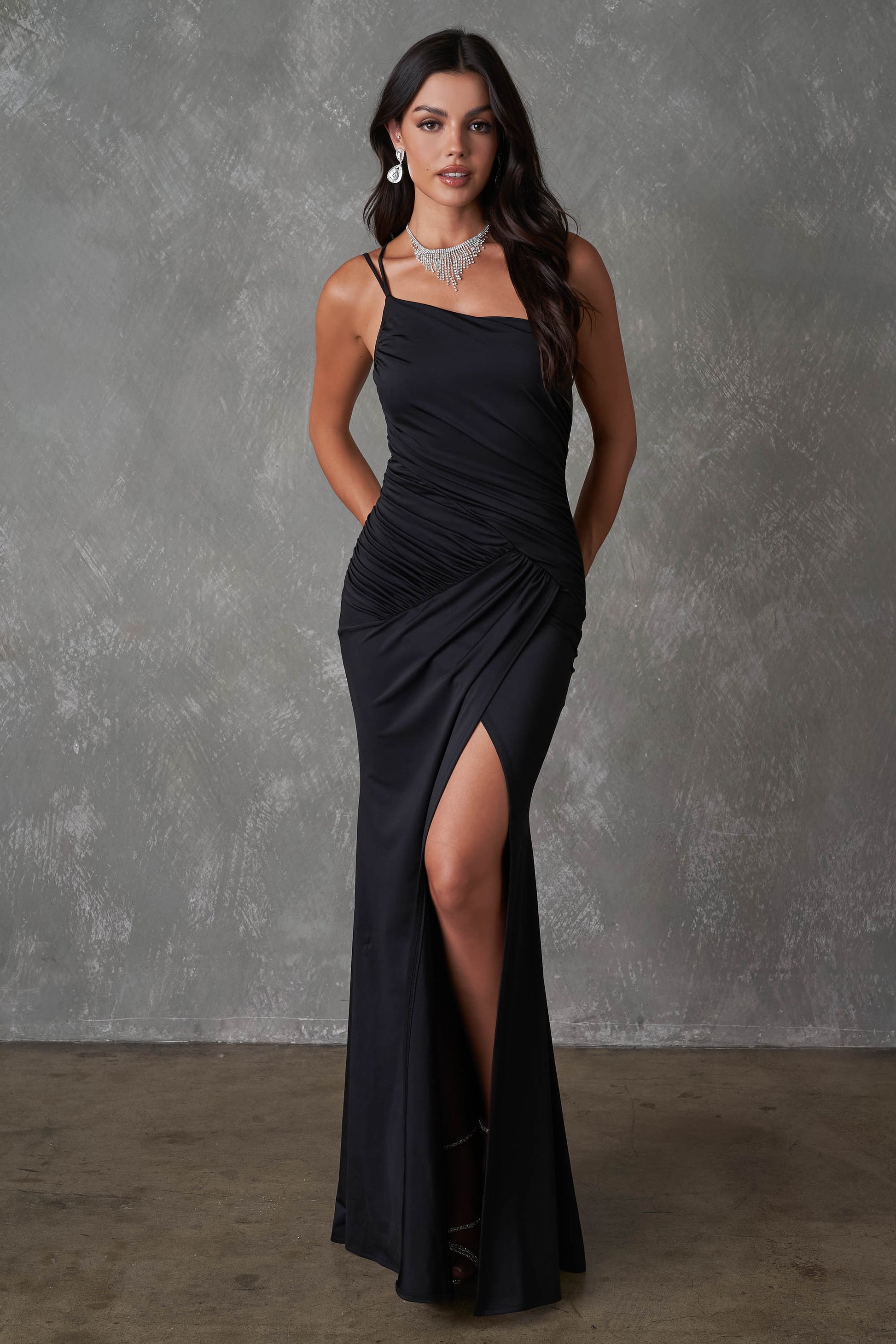fashion one shoulder high slit dress Elegant One Shoulder Maxi Dress with High Slit White / XS