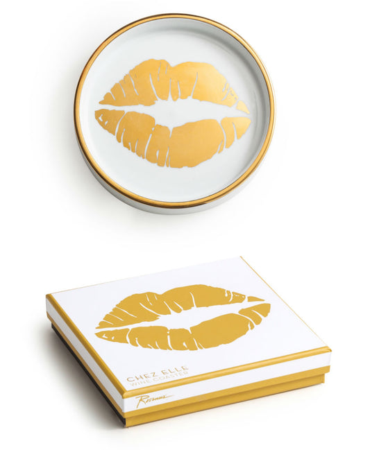 Gold Kiss Ceramic Wine Coaster