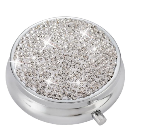 Bling Clear Crystal Pill Box – 3 Compartment