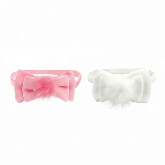 Set of 2 headbands - Flamingo Pink & White Baby Bow Headbands