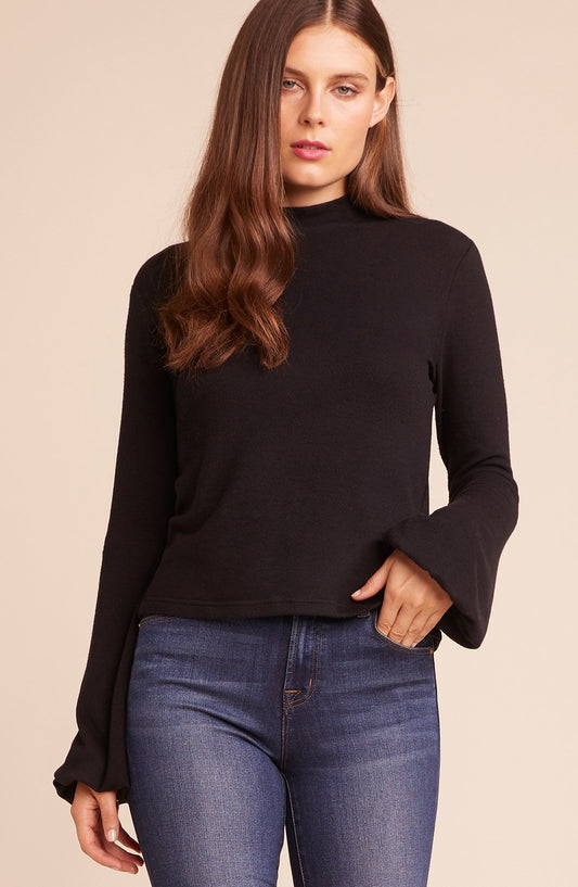 Super Soft Mock Neck Sweater with Long Bell Sleeve