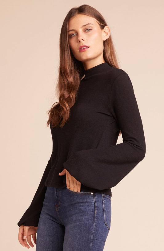 Super Soft Mock Neck Sweater with Long Bell Sleeve