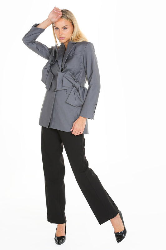 Charcoal Bow Detail Blazer