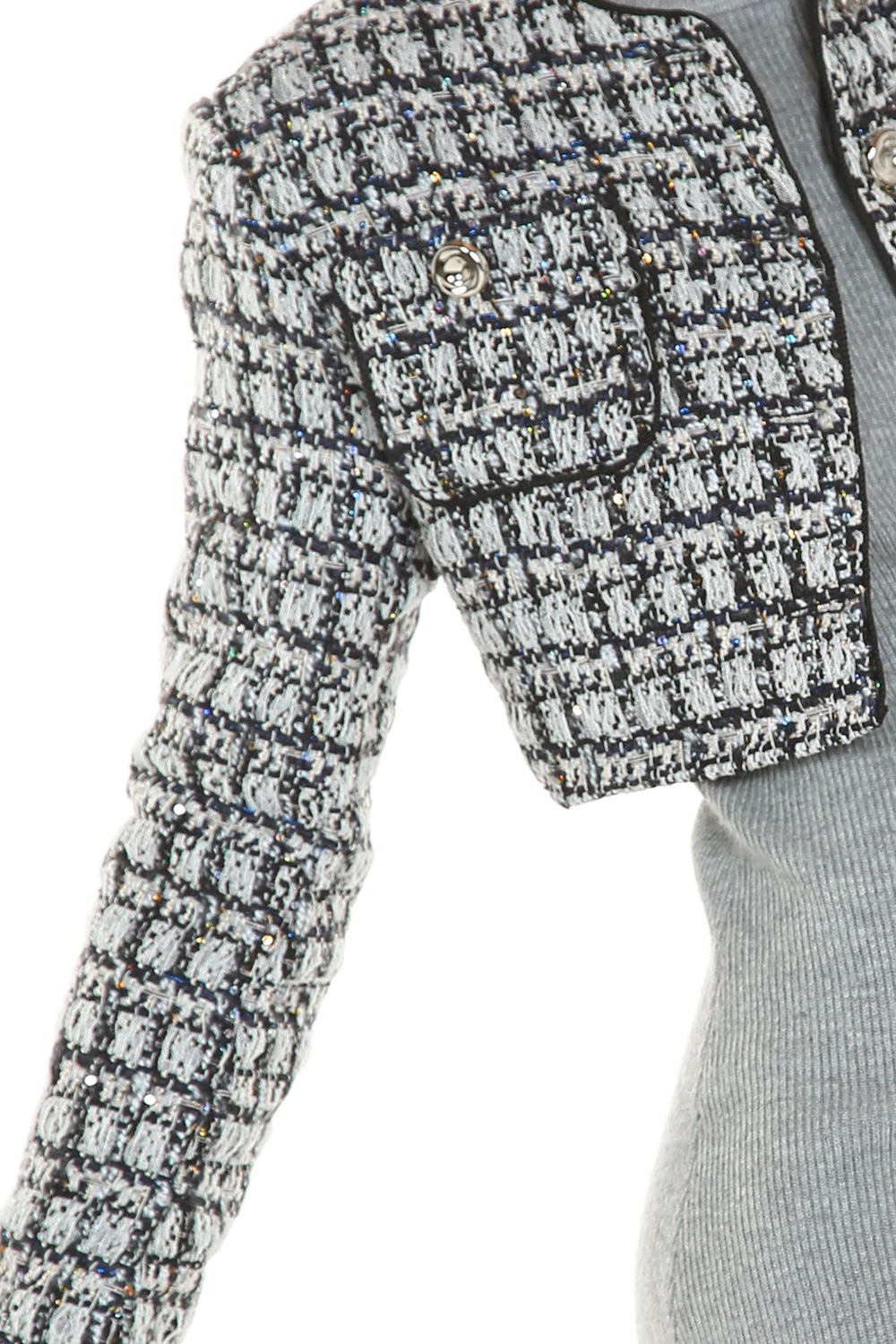 Sequin Tweed Crop Jacket