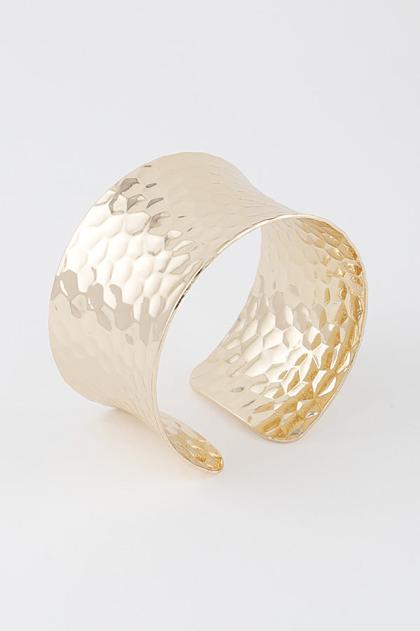 Wide Hammered Cuff Bracelet