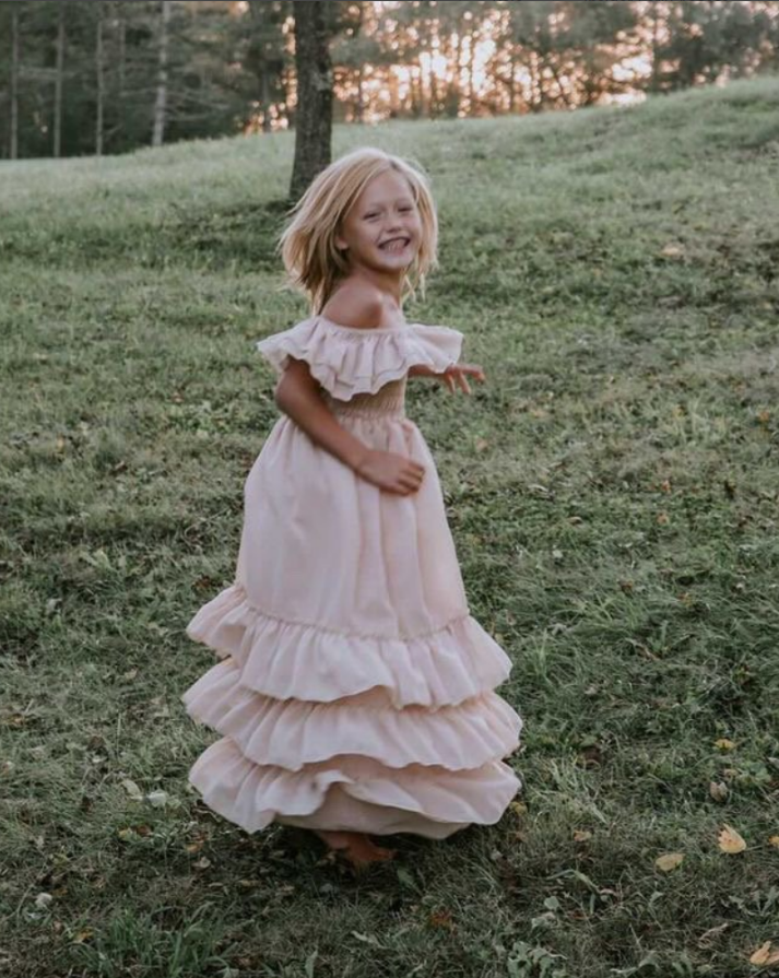 Ruffle Tiered Boho Maxi Dress Girls & Tween - Sage