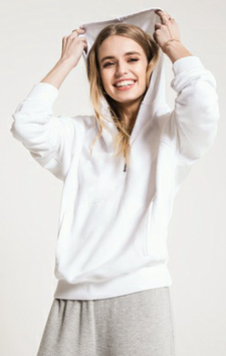 White Half Zip Hooded Pullover Sweatshirt